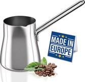 Premium Turkse koffiepot 18/10 roestvrij staal 445 ml kookplaat top theezetapparaat, melkwarmer, Griekse koffiepot, Arabische koffiepot, Cezve Briki om te koken, chocoladeverwarming, boter