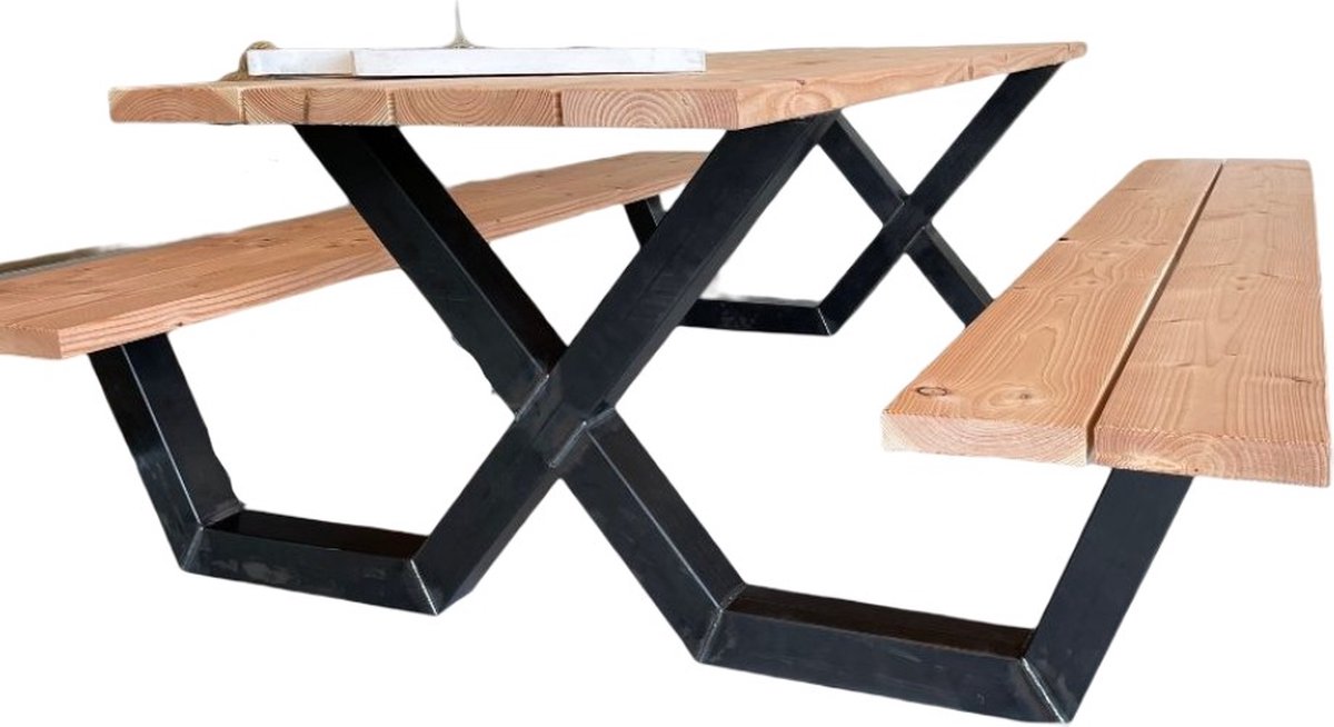 Rockwood® Picknicktafel Cross Over 180cm (Zwart) 1.80m Montage op locatie. Extra gemak en vakkundige service Exclusief afgeronde hoeken