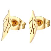 Aramat jewels - Oorbellen- oorstekers- blad goudkleurig zweerknopjes chirurgisch staal 10mm x 2mm-Goudkleurige Blaadjes Oorstekers - 10x2mm - Hygiënisch Verzegeld - RVS-oorbellen man - oorbellen vrouw - oorstuds - oorstekers-cadeau