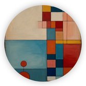 Abstractie - Minimalisme wandcirkels - Muurdecoratie rond eetkamer - Klassiek schilderijen - Muurcirkel - Kunst aan de muur - 40 x 40 cm 3mm