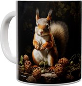 Eekhoorn - Grey Squirrel With Berries - Mok 440 ml