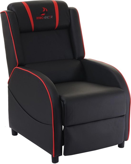 TV-fauteuil MCW-D68, MCW-Racer relaxfauteuil TV-fauteuil gaming fauteuil, kunstleer ~ zwart/rood