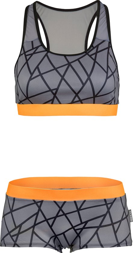 BECO tangram bikini - B-cup - grijs/oranje - maat 36