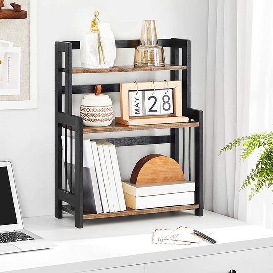 Houten keuken aanrecht hoekkruidenrek, 3-laags accessoires kruidenrek, driehoekige ijzeren keuken hoek desktop organizer(2nd floor