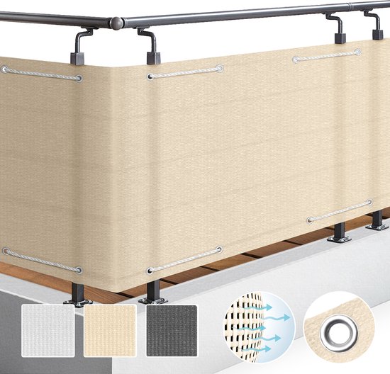 Sol Royal PB2 – Balkonscherm Creme 500 x 90 cm – Balkondoek Waterafstotend – UV Bescherming – incl. Bevestigingsmateriaal