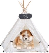 Tente tipi - Tente pour chien - Tente pour chat - Dentelle Wit - Tente pour Chiens - Tente pour animaux - Niche pour chien - Maison pour chat