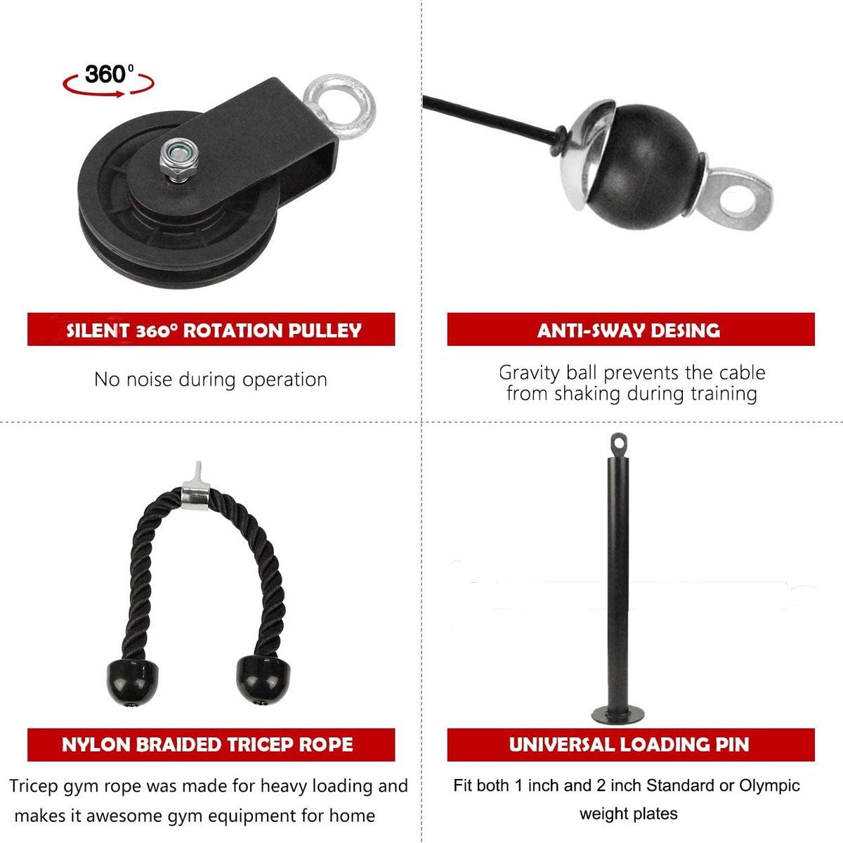 Ruffman Fitness Latzug - Gym Kabelzug Unterarmtrainer - Krafttraining Trizeps Seil Gewicht Fitnessgerät Trainer DIY Latzugturm für Zuhause Sportgeräte Fitness Kabelmaschine (Extra Large