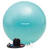 Ballon de Fitness Tunturi Anti Burst avec pompe - Ballon de Yoga 75 cm - Ballon de Pilates - Ballon de grossesse - Poids utilisateur 220 kg - Avec application d'entraînement - Turquoise