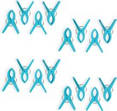 16-Delige Blauwe Kunststof Wasrek Knijpers | 4 Sets – 1 Set van 4 Stuks Handdoekklemmen Knijpers | Afmetingen 15x10x3cm | Voor Klussen en Huishouden