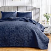 Euromat doorgestikte sprei met 2 kussenslopen 40 x 40 cm - (bruin-taupe