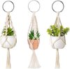 Set van 3 macramé plantenhangers, plantenhangers, voor binnen en buiten, plantenmand, bloempot, houder, boho, woondecoratie, 35 cm