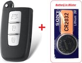 Autosleutel behuizing zonder sleutelblad 3 knoppen met Batterij in blister geschikt voor Hyundai sleutel / Hyundai Elantra / Hyundai Genesis / Hyundai I30 / Hyundai autosleutel.