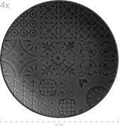 Serie Tiles Vintage tafelservies voor 4 personen in Moorse stijl met modern matglazuur, 12-delige keramische servies-set, aardewerk, zwart