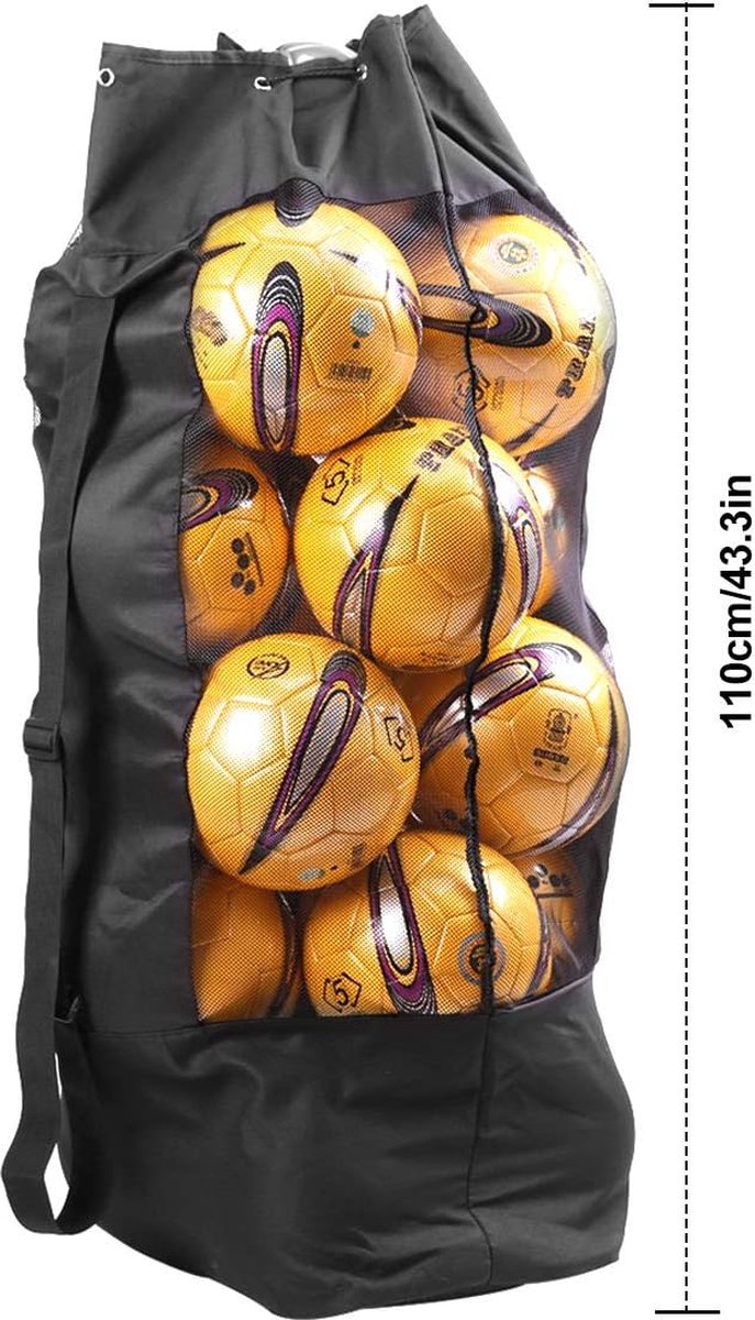 Pro-traveller Extra Grote Sport Trekkoord Mesh Baltas Voetbal Training Apparatuur Opbergtas Duiken Goederen Organizer met Schouderriem, Zwart-XL, XL