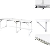 vidaXL Table de camping pliante - 180 x 60 x 70/62/55 cm - Légère - Capacité de charge 30-50 kg - Cadre en aluminium - Plateau en MDF - Accessoire de chaise de camping
