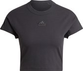 adidas Sportswear Lounge Ribbed Crop T-shirt - Dames - Zwart- XL