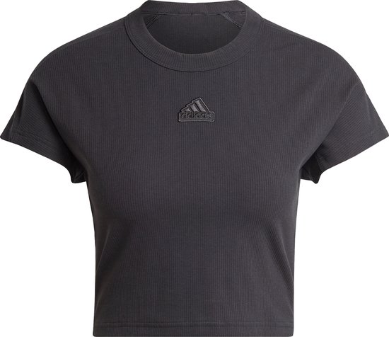 adidas Sportswear T-shirt court côtelé Lounge - Femmes - Noir - XL