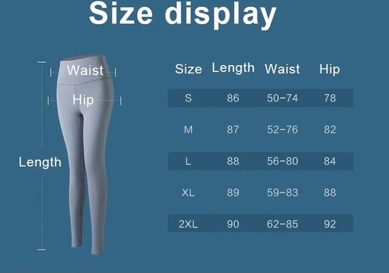 Wow Peach - Hoge Taille Elastisch Legging - Stretchy - Shaping - Comfort - Hip Lift - Yoga - Work Out - Gym - Sport - Blauw - XL van Wow Peach — afbeelding 4