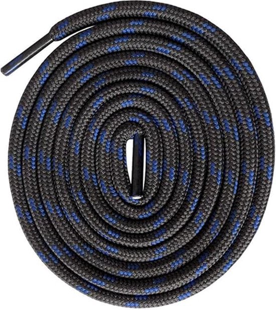 Ronde premium veters voor werkschoenen, wandelschoenen en trekkingschoenen - polyester - ø 4,5 mm - zeer scheurvast - kleur: donkergrijs met blauw, lengte: 120 cm