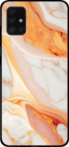 Smartphonica Telefoonhoesje voor Samsung Galaxy A51 5G met marmer opdruk - TPU backcover case marble design - Oranje / Back Cover geschikt voor Samsung Galaxy A51 5G