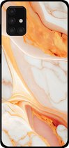 Smartphonica Telefoonhoesje voor Samsung Galaxy A71 4G met marmer opdruk - TPU backcover case marble design - Oranje / Back Cover geschikt voor Samsung Galaxy A71 4G