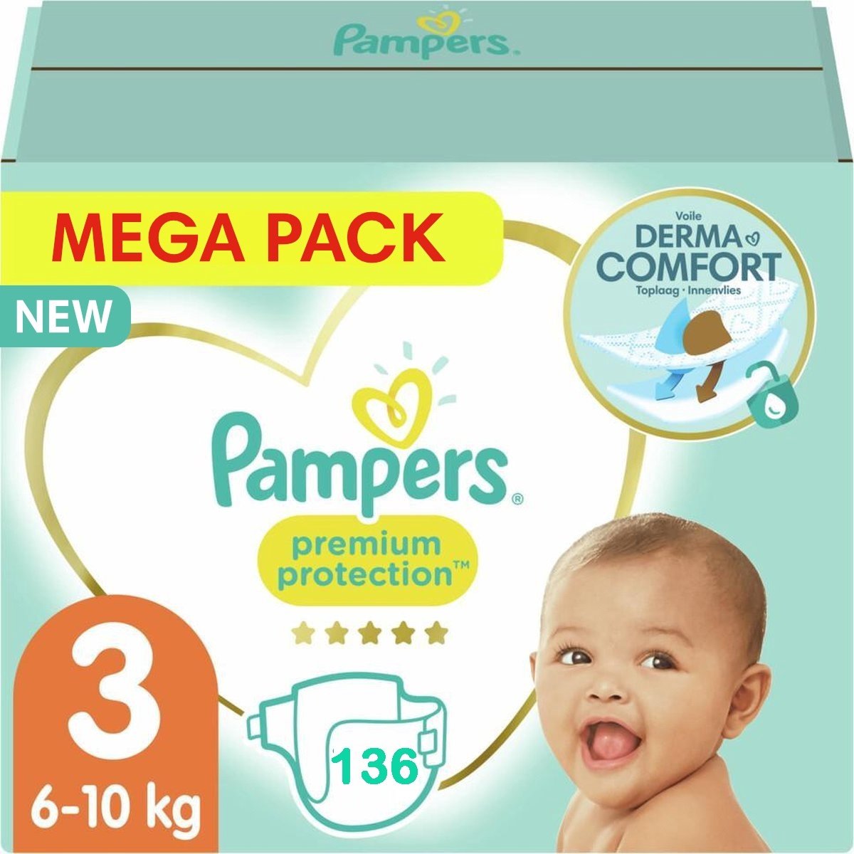 Pampers - Premium Protection - Maat 3 - Megapack - 136 stuks - 6/10KG - Pampers