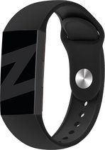 Bandz sport band 'Classic' geschikt voor Fitbit Charge 3 / Charge 4 - Hoogwaardig siliconen materiaal bandje - Ideaal voor tijdens het sporten - zwart siliconen bandje - maat L