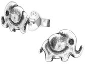 Joy|S - Zilveren olifant oorbellen - 9 x 6 mm - geoxideerd