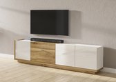 Modani Meubels - TV-meubel Lazo - Hoogglans wit - Eiken - 220cm - Hangend TV Kast
