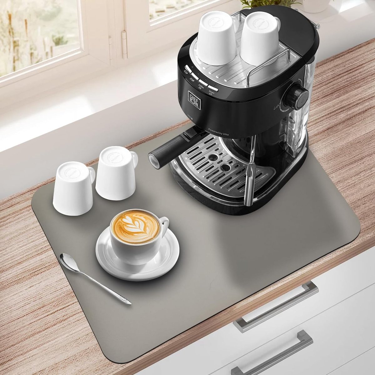 Goedkoopste Afdruipmat voor koffiezetapparaten, super absorberende druppelmat, koffiemat, sneldrogend, afdruipmat voor koffiezetapparaat, keuken, gootsteen, servies, 40 x 50 cm, wit