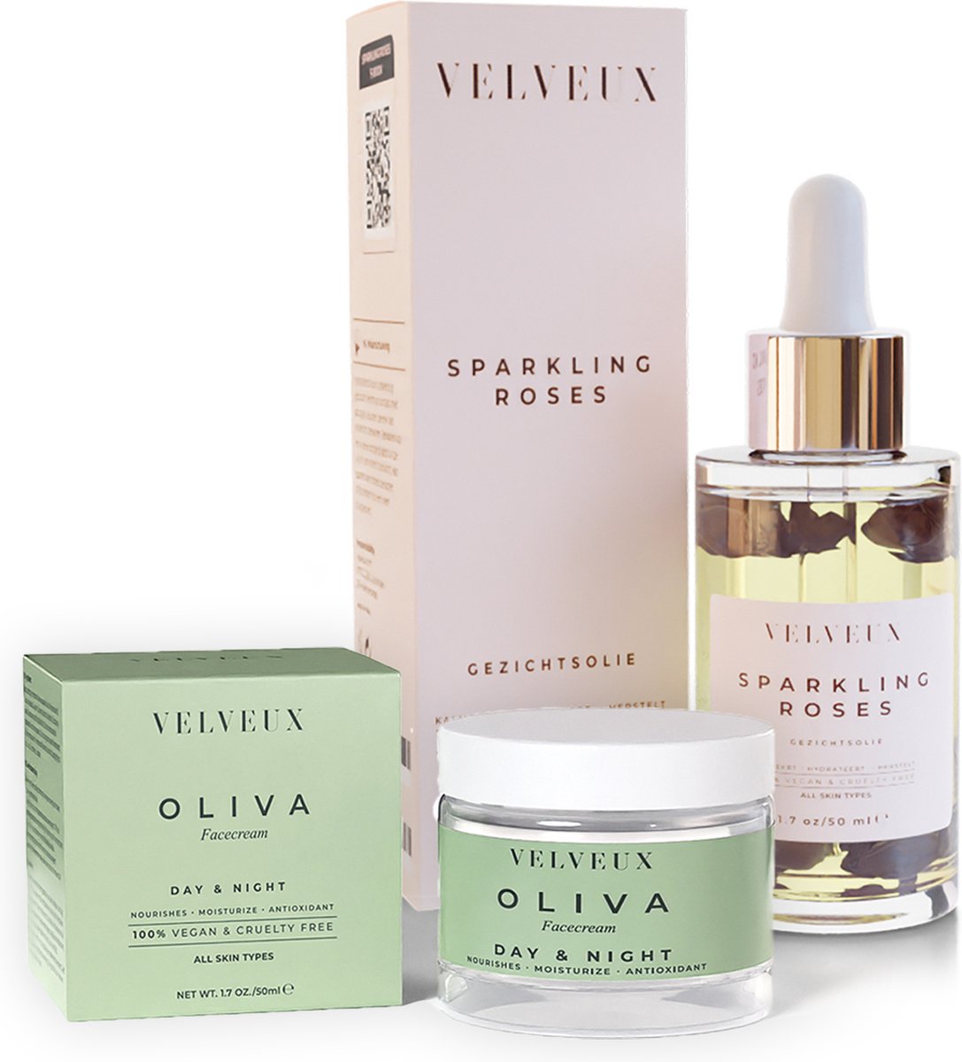 (Satisfying bundel) Oliva Face Cream & Rozen Gezichtsolie - skincare - moisturizer - dagcreme - nachtcreme - gezichtsverzorging - gezichtscreme