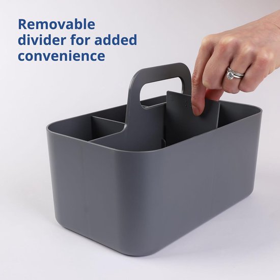 Multifunctionele mand organizer, Draagbare stapelbare plastic mand met handgreep, reinigingsmand, knutselmand, bureaumand, badkamer organizer, opbergoplossing voor kunst en make-up (grijs
