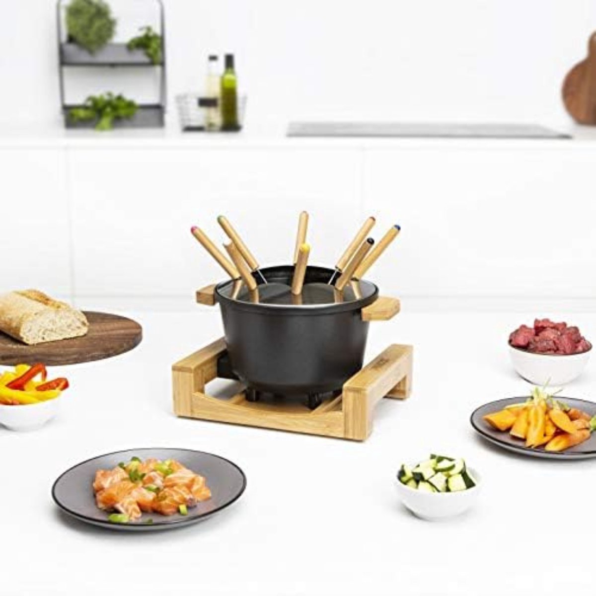 Kaasfondue Set - Kaasfondue Pan - Kaasfondue Pan Aardewerk - 1,5L - Zwart – foto 5