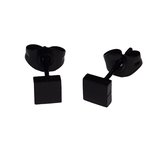 Aramat jewels ® - Zweerknopjes oorbellen vierkant zwart chirurgisch staal 4mm