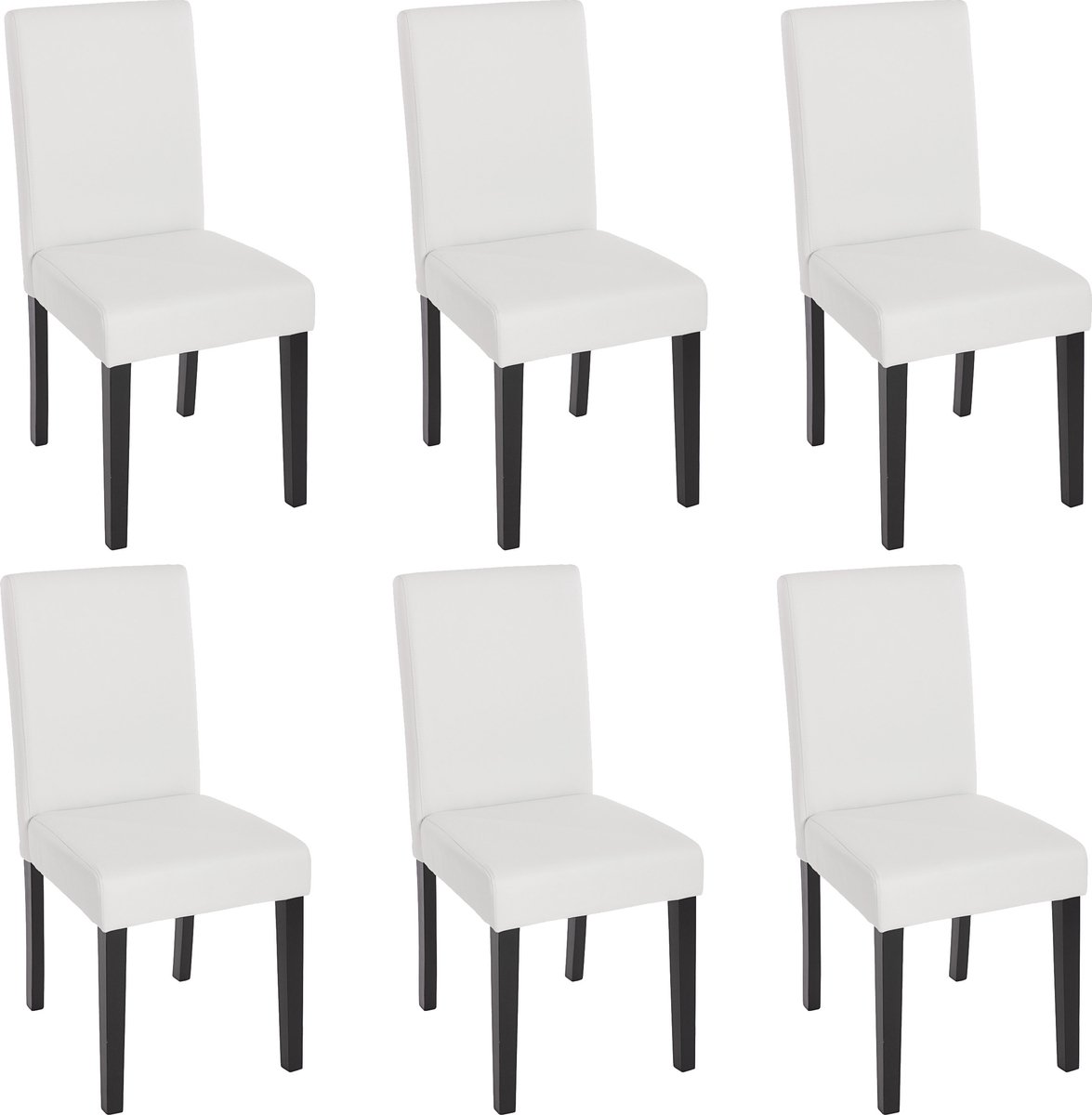 Cosmo Casa Set Van 6 Eetkamerstoelen - Keukenstoelen - Kunstleer - Mat Wit - Donkere Poten
