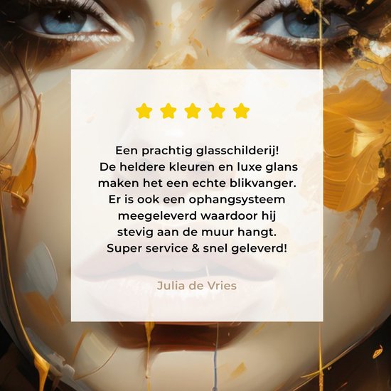 MuchoWow® Peinture sur verre 80x120 cm - Peinture sur verre - Femme - Portrait - Abstrait - Art - Or - Photo sur verre acrylique - Décoration murale murale salon - Décoration murale chambre - Peintures