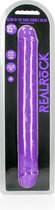 REALROCK - 15 inch - double dong - ribbels - glow in the dark - realistisch - paars