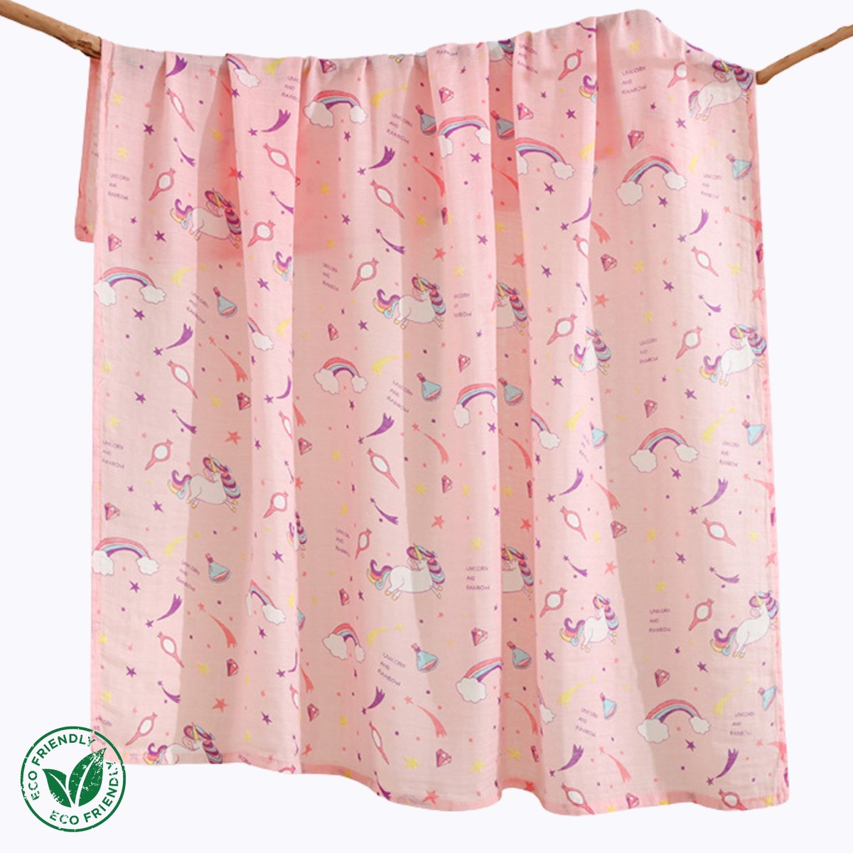 Goedkoopste Duopack 2x BoefieBoef Sprookje Roze Eenhoorn Grote XL Hydrofiele Doek Baby - Duurzaam Eco Bamboe | Swaddle, Inbakerdoek, Hydrofiele Luier & Babydeken - Gekleurd Regenboog Wolken - Kerst Cadeau