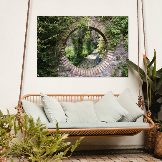Gards Tuinposter Doorkijk Pad in het Bos met veel Bladeren - 90x60 cm