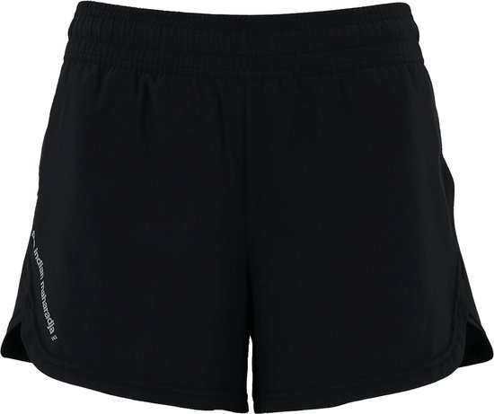Zwarte sportshort met elastische tailleband en 'the indian maharadja' logo op de linkerzijkant.