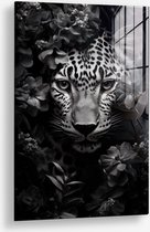 Wallfield™ - Flower Leopard | Glasschilderij | Gehard glas | 60 x 90 cm | Magnetisch Ophangsysteem