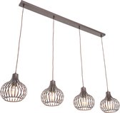 QAZQA saffira - Moderne Hanglamp eettafel voor boven de eettafel | in eetkamer - 4 lichts - L 1340 mm - Bruin - Woonkamer | Slaapkamer | Keuken