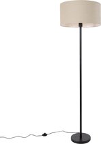 QAZQA simplo stof - Design Vloerlamp | Staande Lamp met kap - 1 lichts - H 170 cm - Zwart - Woonkamer | Slaapkamer | Keuken