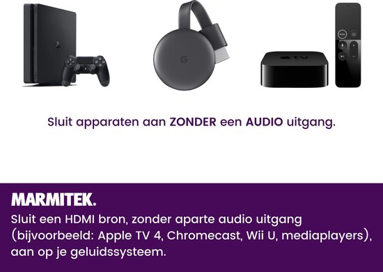 Marmitek Connect AE14 HDMI Audio Extractor - HDMI converter naar audio - 4K 30Hz - ARC - Optisch en analoog — afbeelding 5