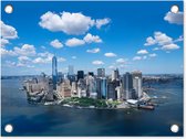Tuin decoratie New York - Manhattan - Skyline - 40x30 cm - Tuindoek - Buitenposter