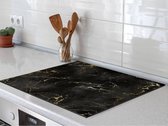 inductie beschermer 80x52 cm - Black gold marble - Kookplaataccessoires - Afdekplaat voor kookplaat - Anti slip mat - Keuken decoratie - Inductiemat - Beschermmat voor fornuis