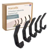Marcellis - Crochet de suspension - Patère industrielle de Luxe - patère chapeau - 5 pièces - noir mat - métal - matériel de montage inclus