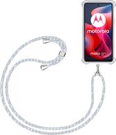 Telefoonkoord + Hoesje Geschikt voor Motorola Moto G24 - Lengte Verstelbaar - Telefoonketting - Shock Proof Case - Baby Blauw