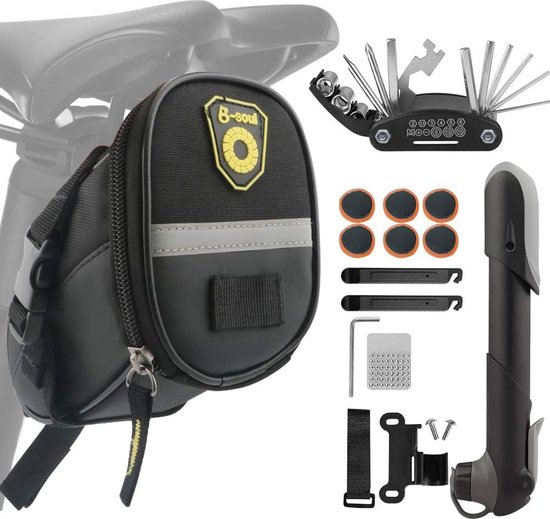 Kit Réparation Vélo Multifonctions + Pompe Et Sacoche - Tout-en-un