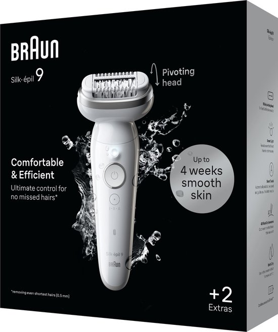 Braun Silk·épil 9 - Épilateur pour une épilation facile - Peau lisse longue durée - 9-011 - Wit/ Argent